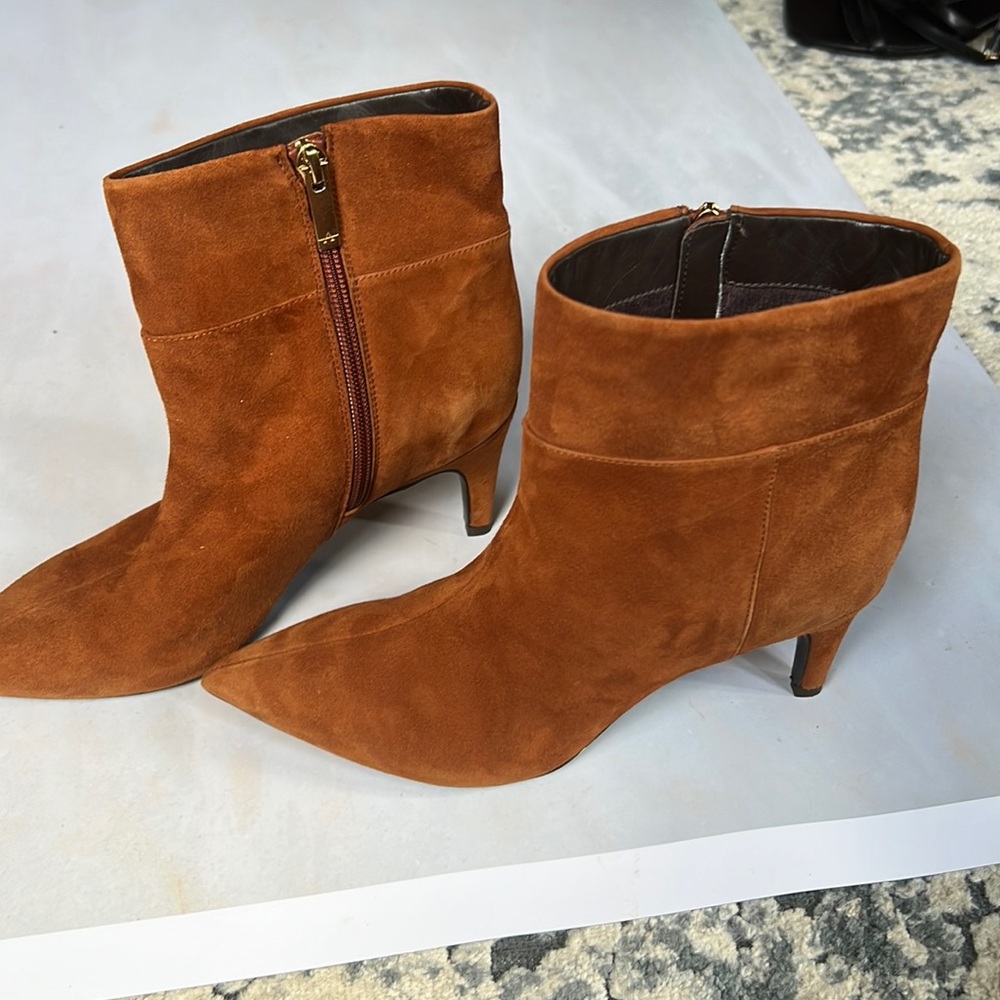 Aquatalia Marabella Booties Fall Pumpkin Spice Latte 8M made in Italy